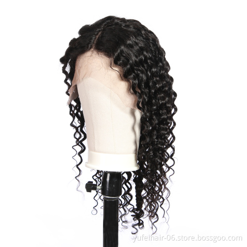 100% Raw Virgin Indian Human Hair Wig,Kinky Curly Lace Frontal Wig,Pre Plucked Water Wave Hair Wig For Black Women